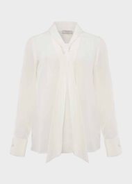 Pearl Silk Blouse, Ivory, hi-res