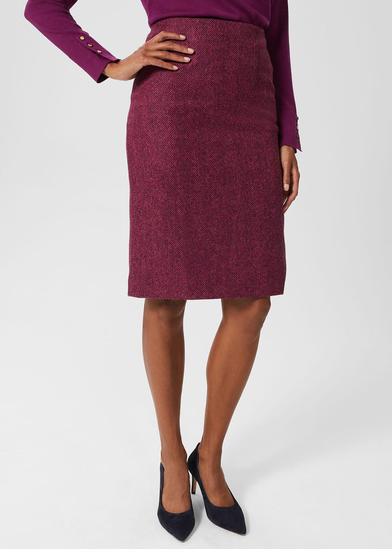 Petite Daphne Wool Skirt, Purple Multi, hi-res