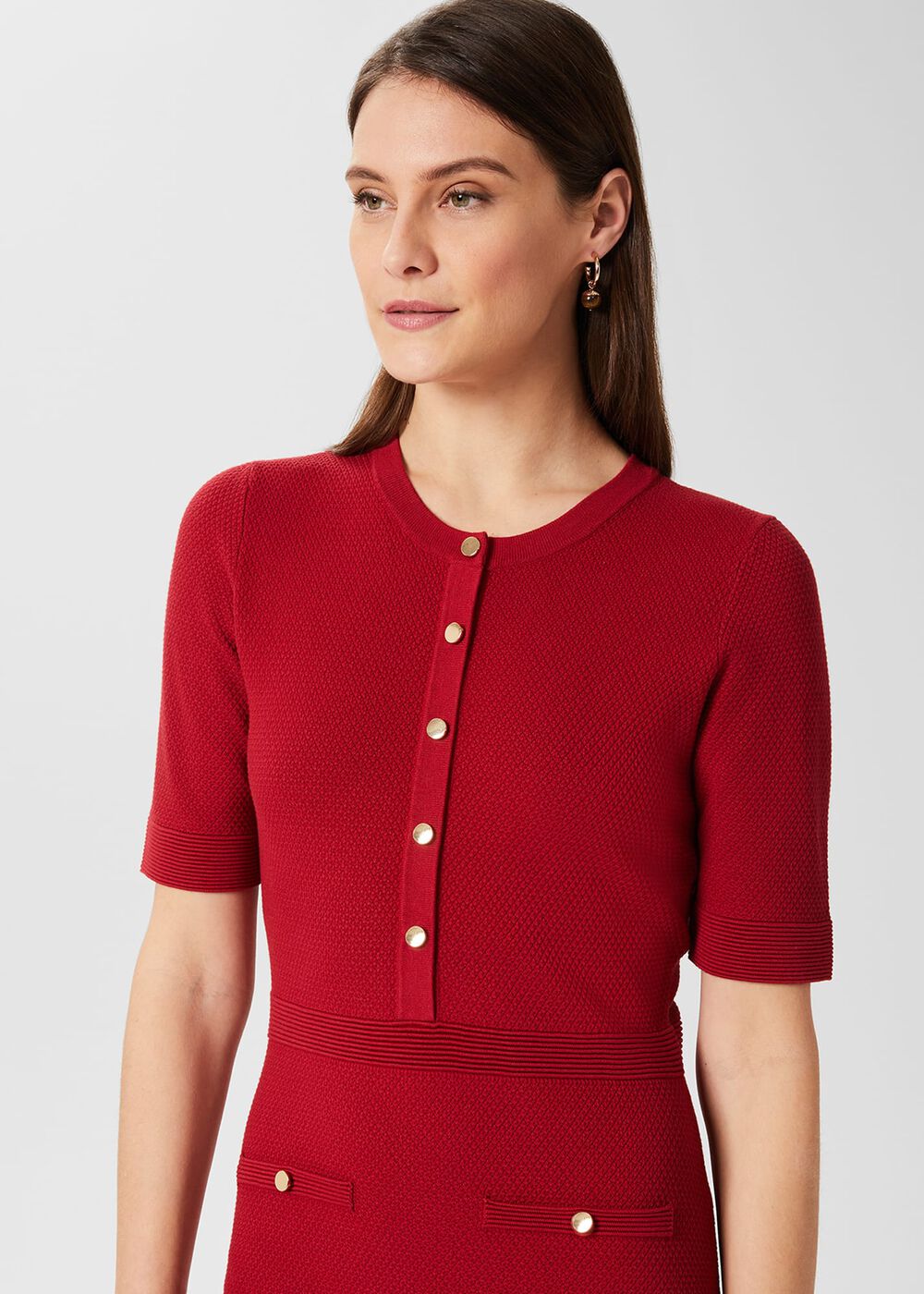 Noa Knitted Dress, Deep Red, hi-res