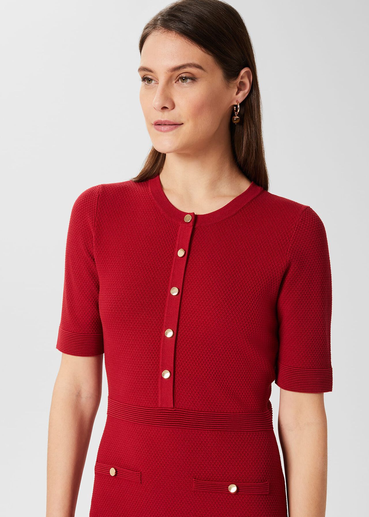 Noa Knitted Dress, Deep Red, hi-res