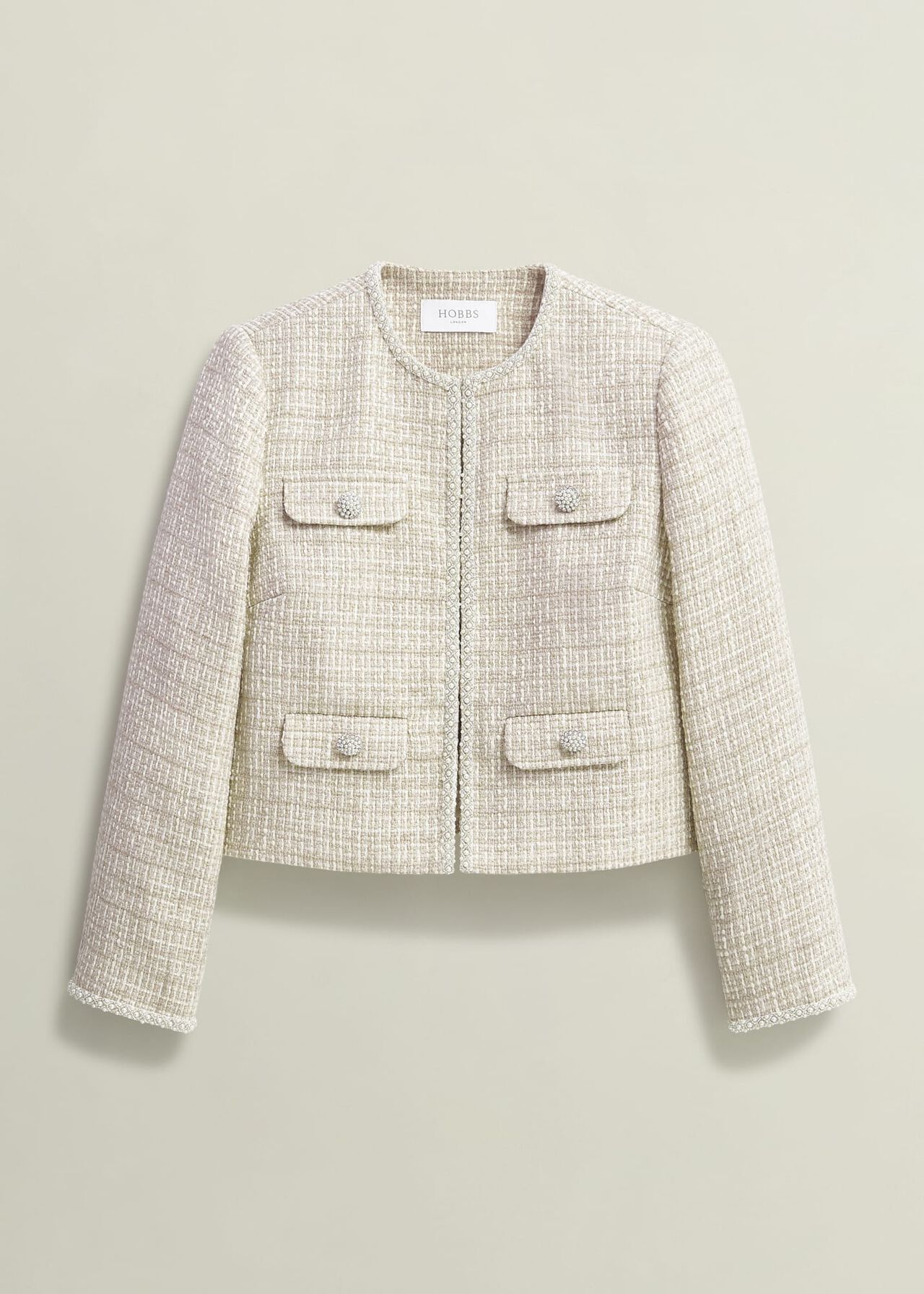 Oriana Tweed Jacket, Oyster, hi-res