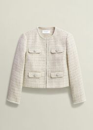 Oriana Tweed Jacket, Oyster, hi-res