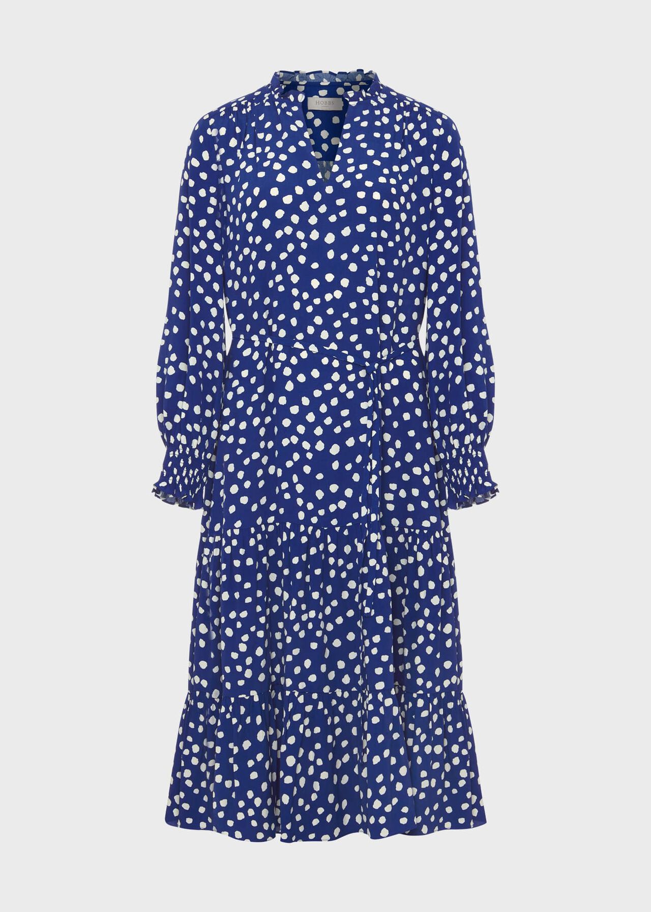 Petite Adela Spot A-Line Dress, Deep Blue Cream, hi-res