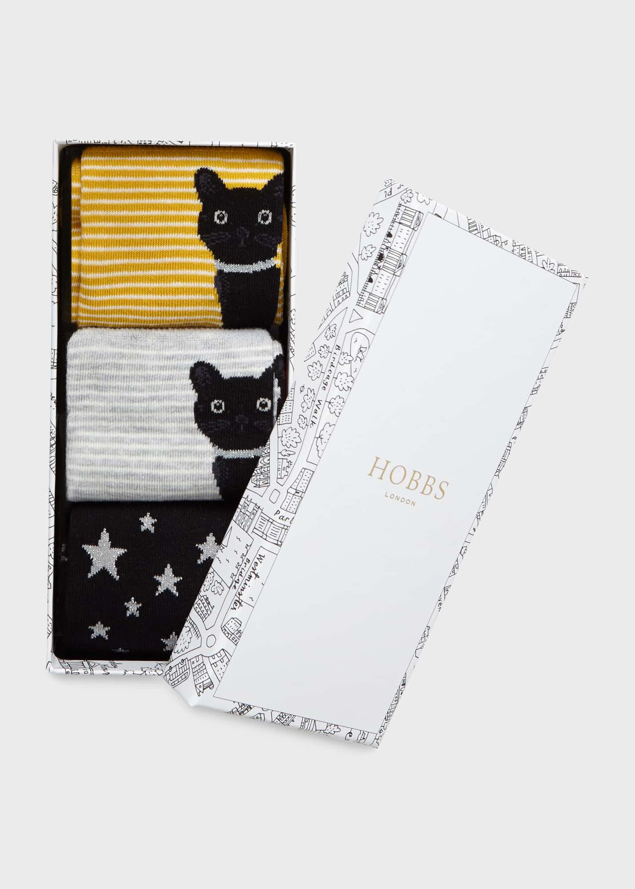 Peeking Cat Set, Grey, hi-res
