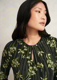 Julia Printed Top, Navy Green, hi-res