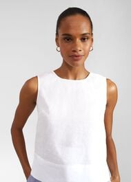 Malindi Linen Top, White, hi-res