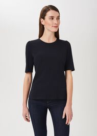 Eva Puff Sleeve T-Shirt, Navy, hi-res