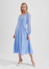 Viviana Silk Fit And Flare Dress, Blue Multi, hi-res