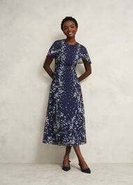 Rosella Cape Dress, Midnight Multi, hi-res