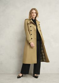 Skylar Shower Resistant Midi Trench, Tan, hi-res