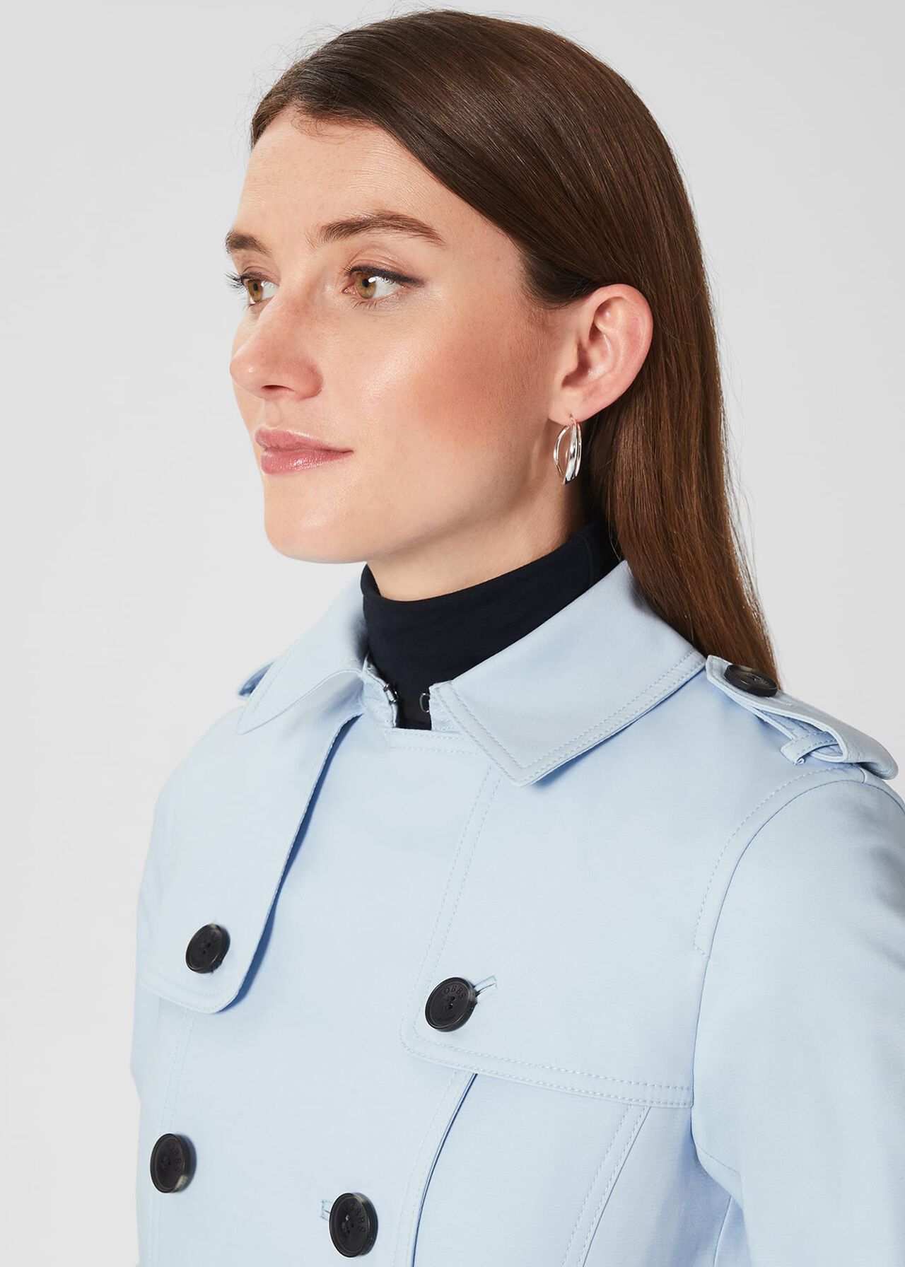 Saskia Shower Resistant Trench Coat, Pale Blue, hi-res