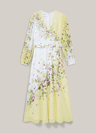 Petite Ariel Floral Silk Dress, Yellow Multi, hi-res