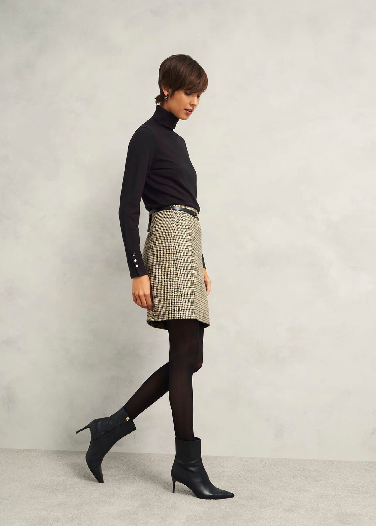 Lara Merino Wool Roll Neck Jumper, Black, hi-res