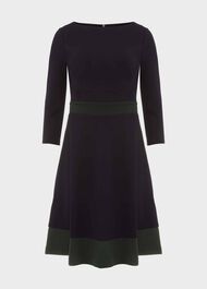 3/4 Sleeve Seasalter Dress, Navy Green, hi-res