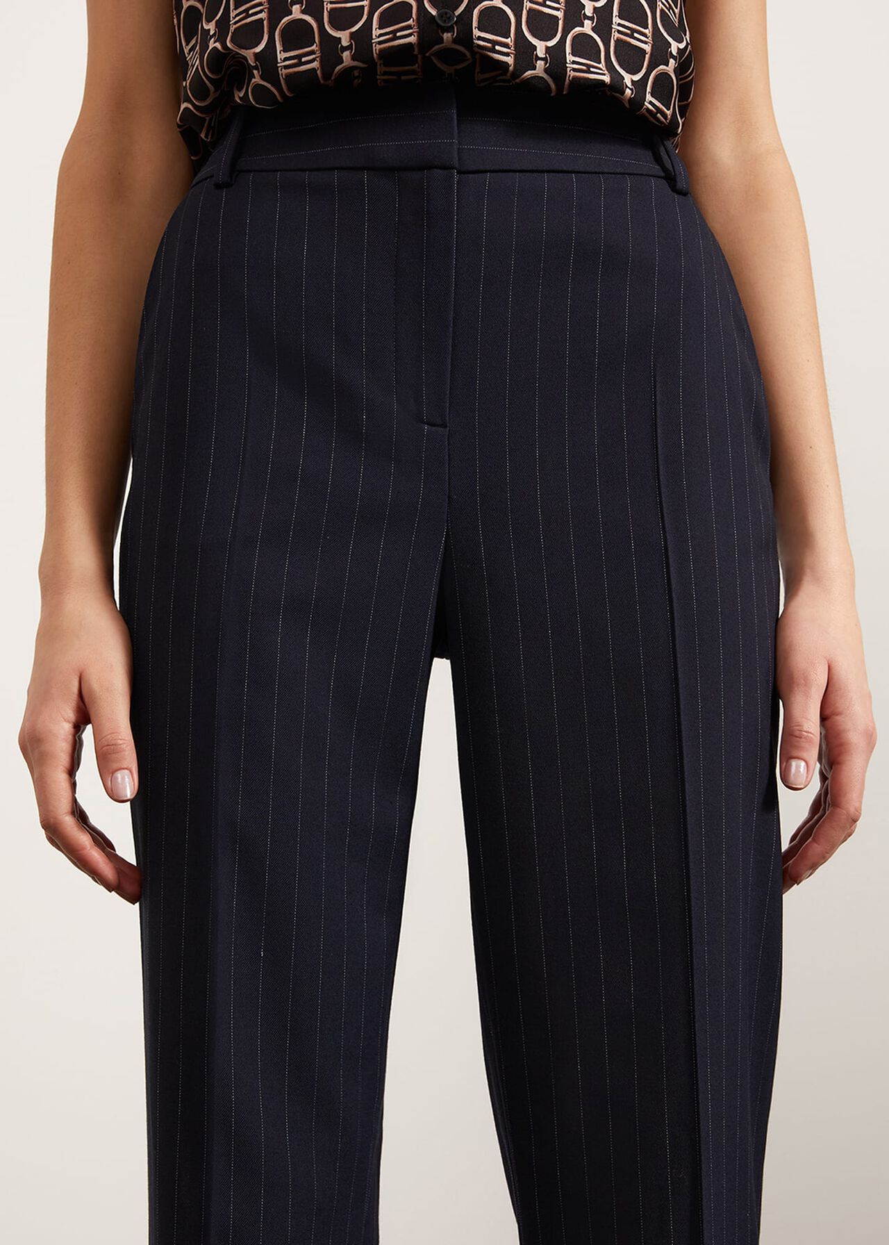 Ness Straight Trousers, Navy Ivory, hi-res