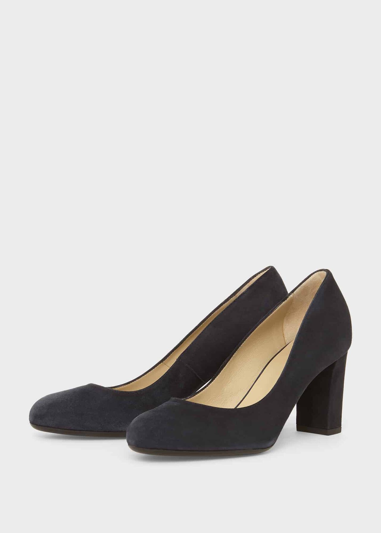 Sonia Suede Block Heel Court Shoes, Navy, hi-res