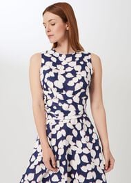 Twitchill Linen Fit And Flare Dress, French Navy Mlt, hi-res