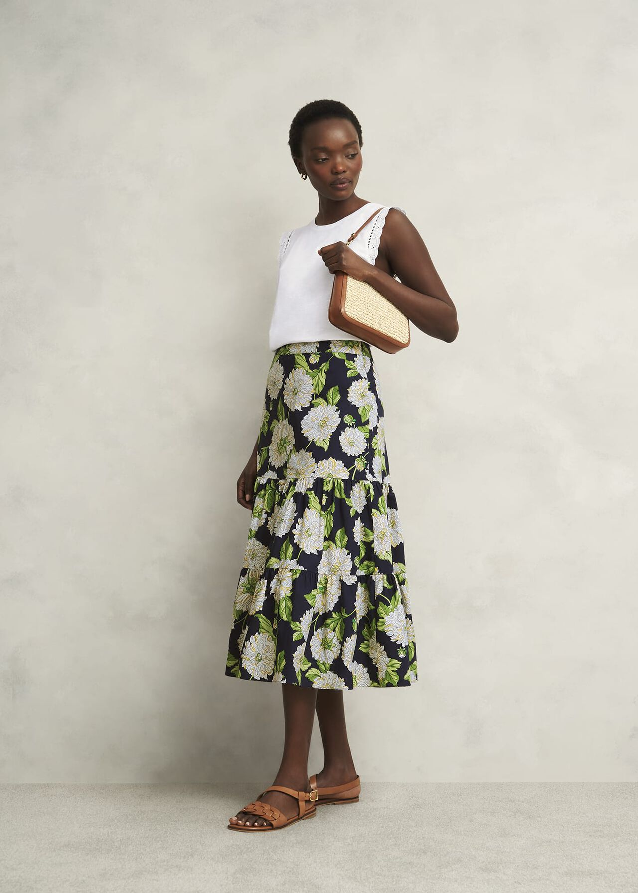 Leia Cotton Broderie Top, Hobbs White, hi-res