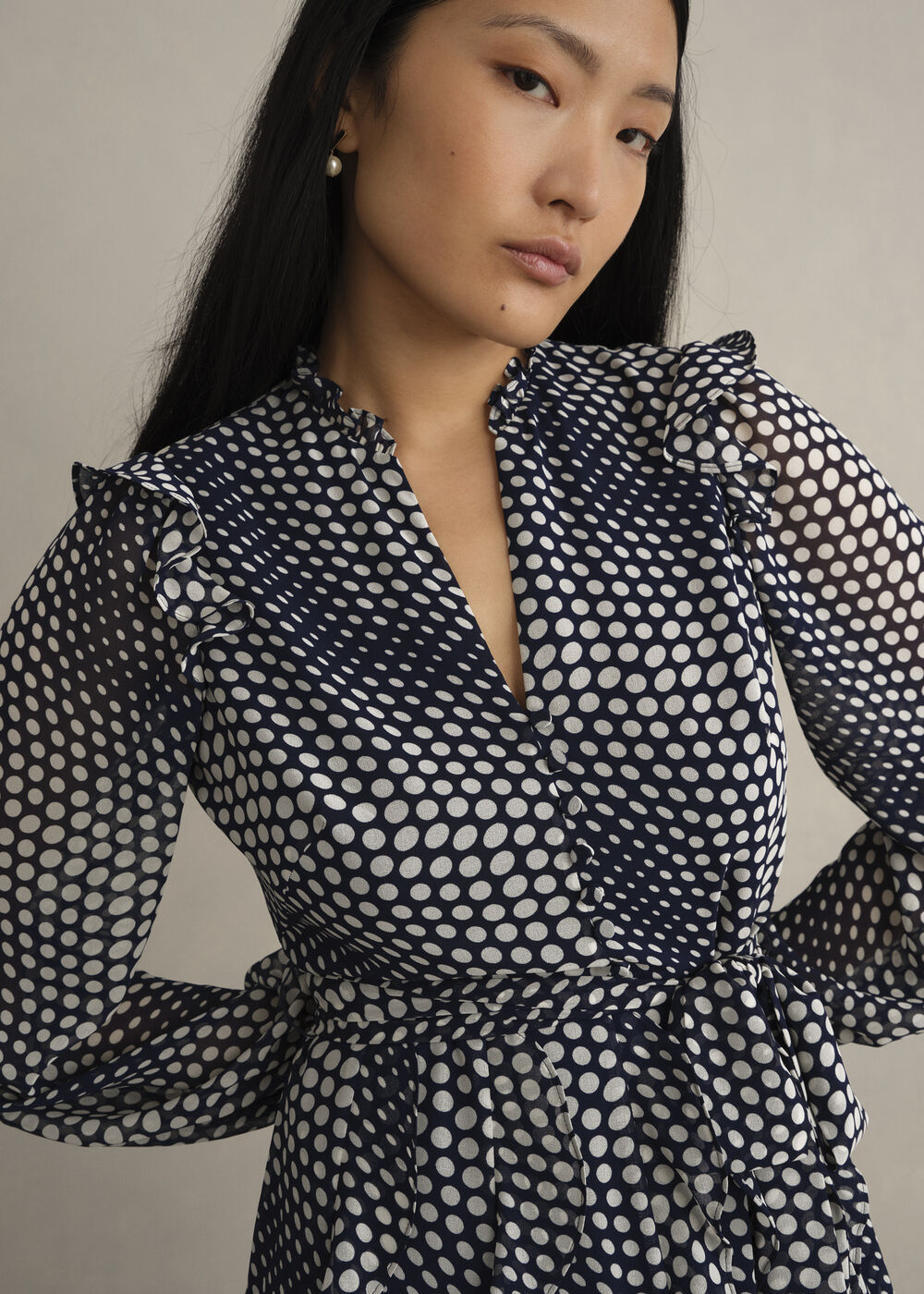 Petite Miriam Dress, Midnight Cream, hi-res