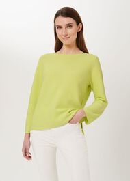 Beatrice Cotton Sweater, Lime Green, hi-res