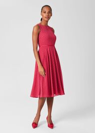 Della Spot Fit And Flare Dress, Fuchsia Pink, hi-res
