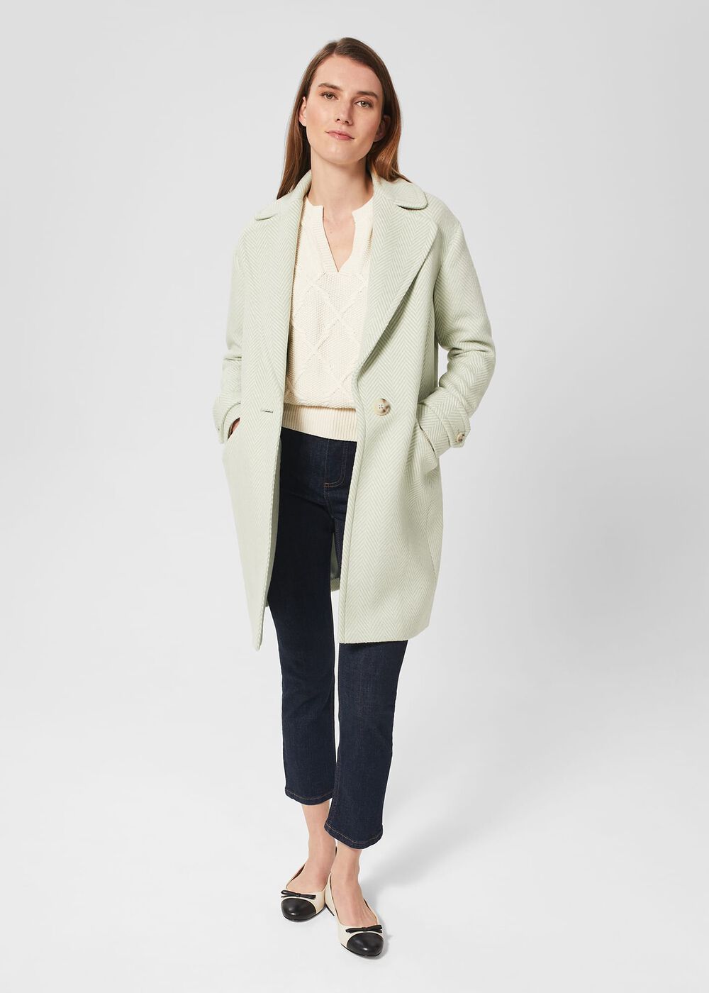 Petite Lillie Coat, Green Ivory, hi-res