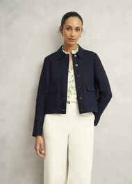 Clarence Linen Jacket, Navy, hi-res