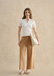 Daphne Cotton Broderie Ribbed Top, White, hi-res