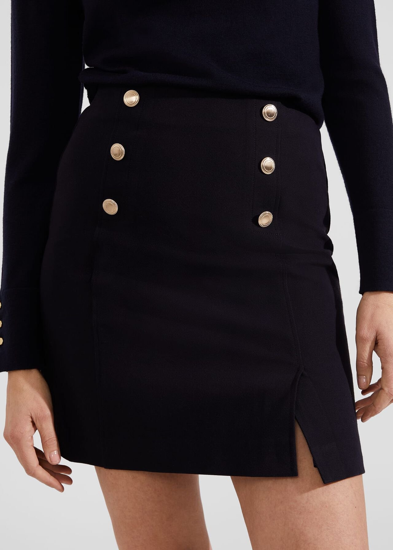 Hana Cotton Blend Skirt, Navy, hi-res