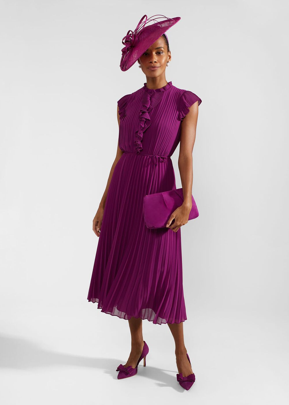 Clifton Suede Clutch Bag, Magenta Purple, hi-res