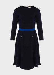 Gina Ponte Jersey Dress, Navy Blue, hi-res