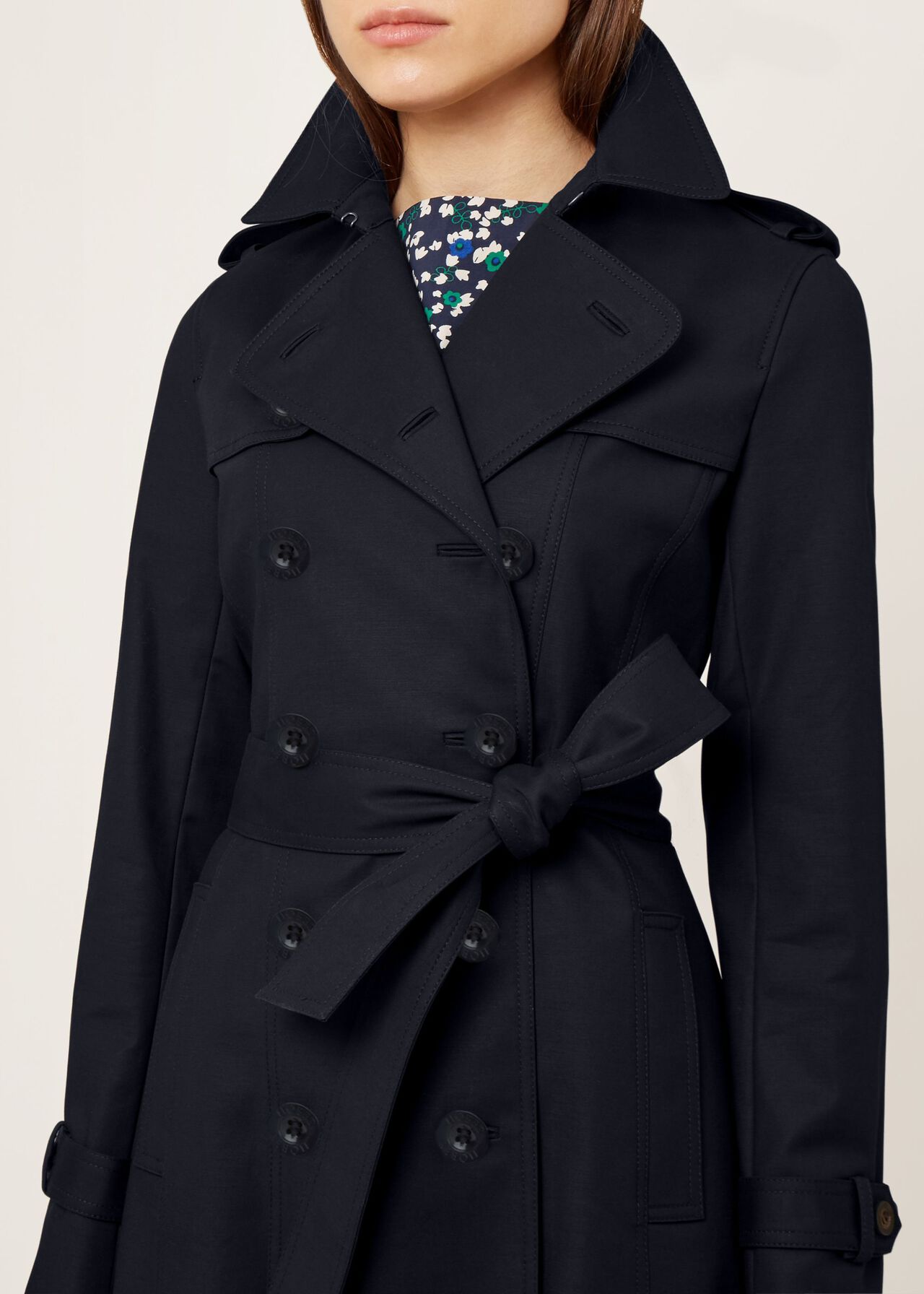 Petite Saskia Water Resistant Trench Coat, Navy, hi-res