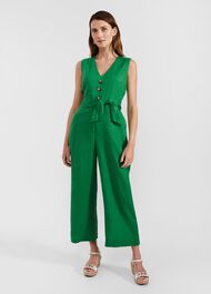 Melodie Linen Jumpsuit, Green, hi-res