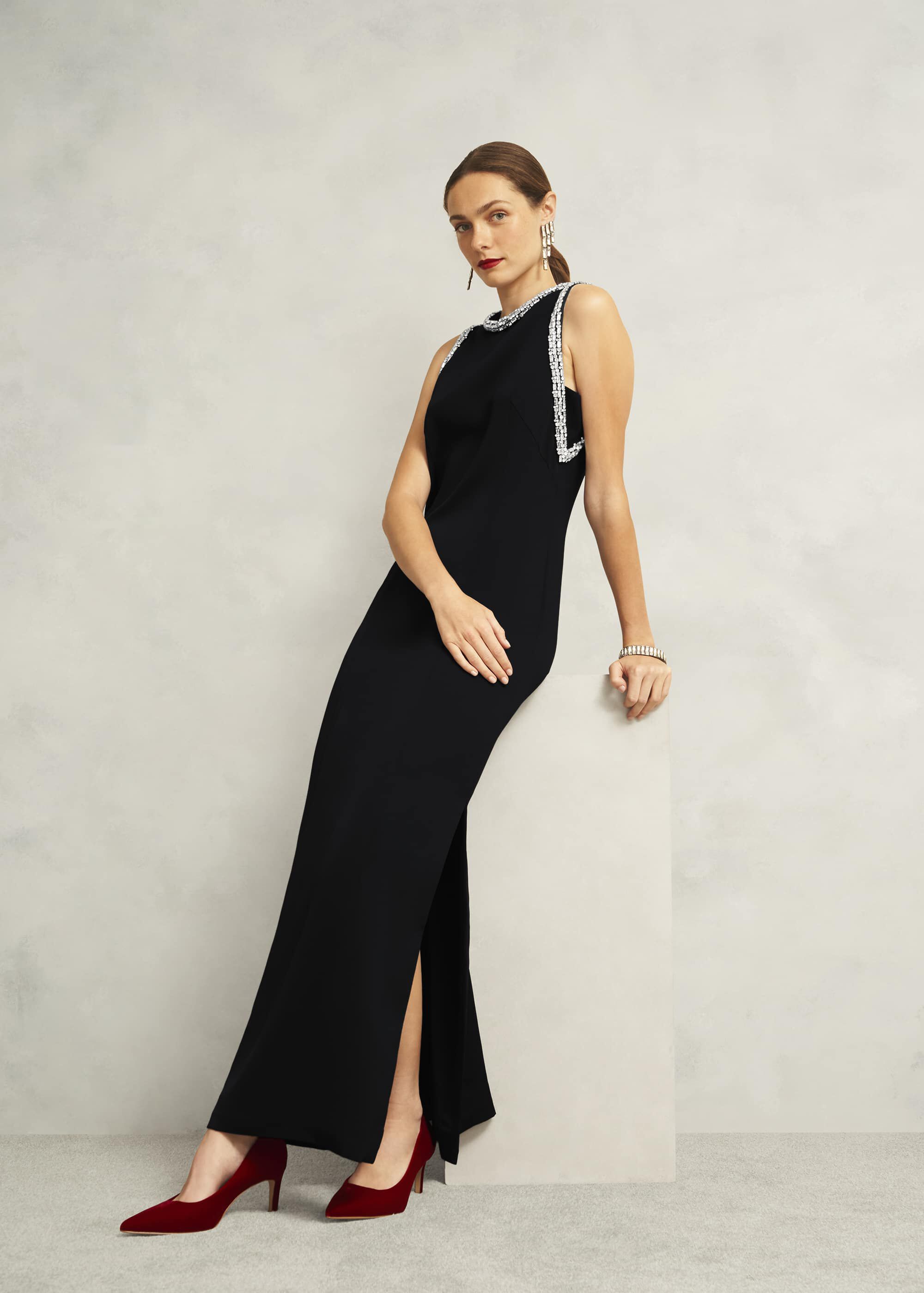 Angelina Trimmed Column Maxi Dress | Hobbs US |