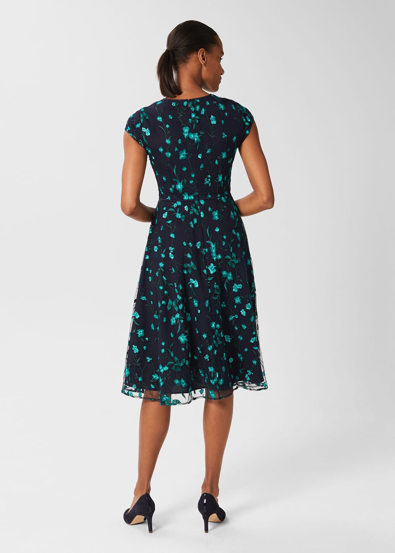 Tia Embroidered Dress, Navy Multi, hi-res