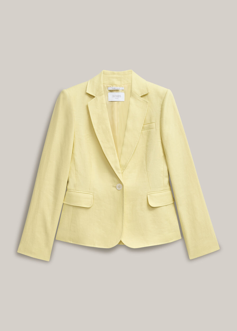 Adalee Linen Jacket, Soft Yellow, hi-res