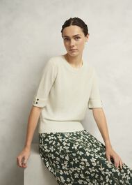 Leanne Knitted Top with Wool, Hobbs Ivory, hi-res