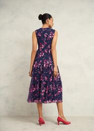 Petite Bethany Embroidered Dress, Navy Pink, hi-res