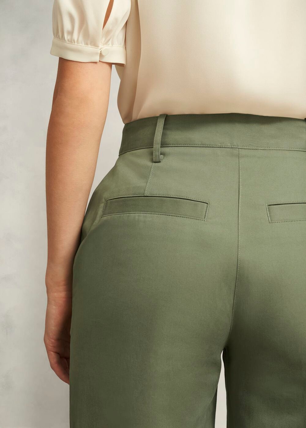 Dark Sage Green Kayley Cotton Trousers, Dark Sage, hi-res