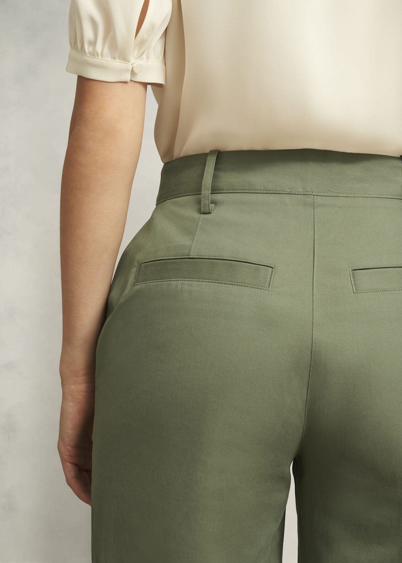 Dark Sage Green Kayley Cotton Pants, Dark Sage, hi-res
