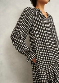 Hewlett Geo Mini Dress, Black Cream, hi-res