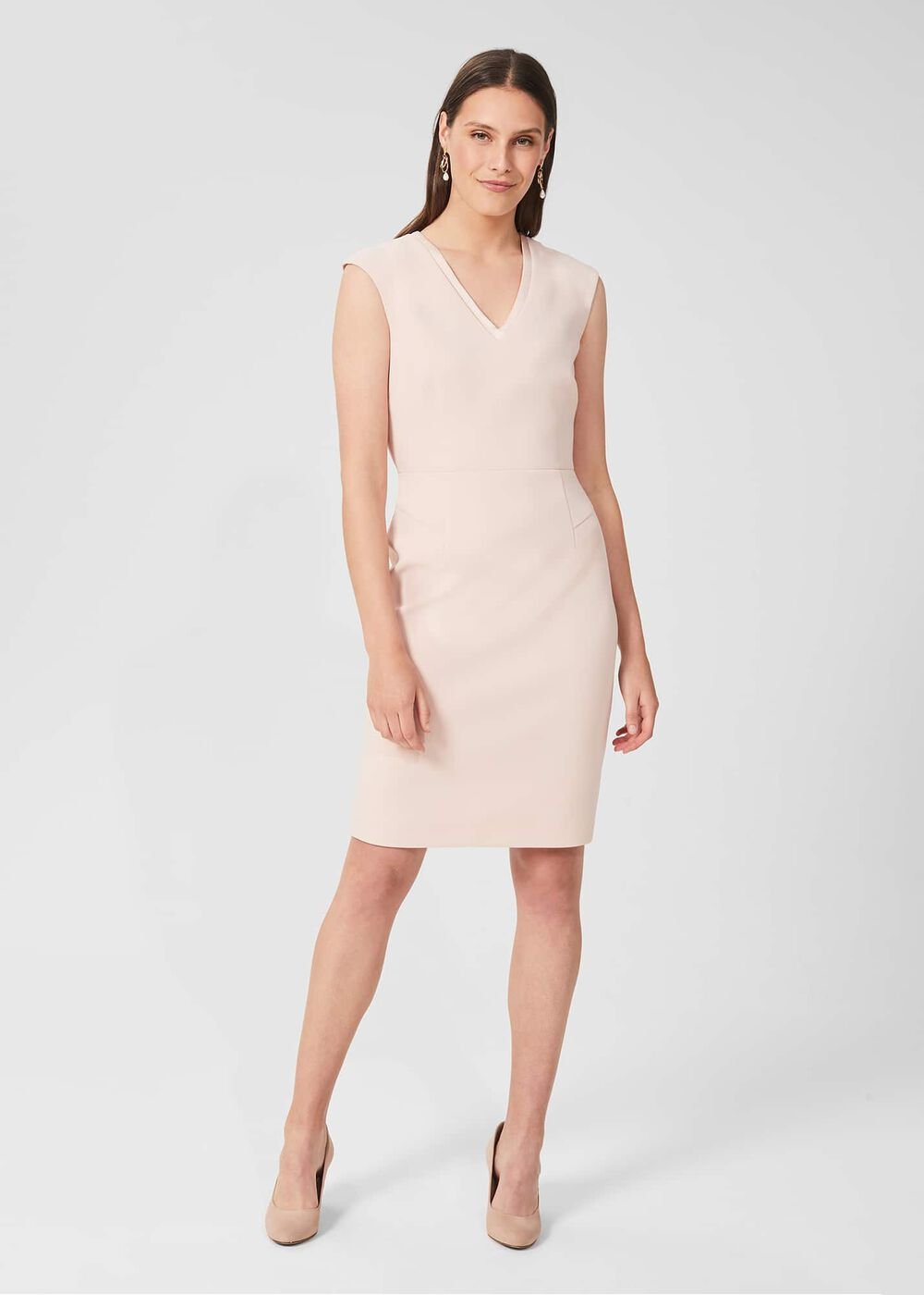 Frida V Neck Shift Dress, Pale Pink, hi-res