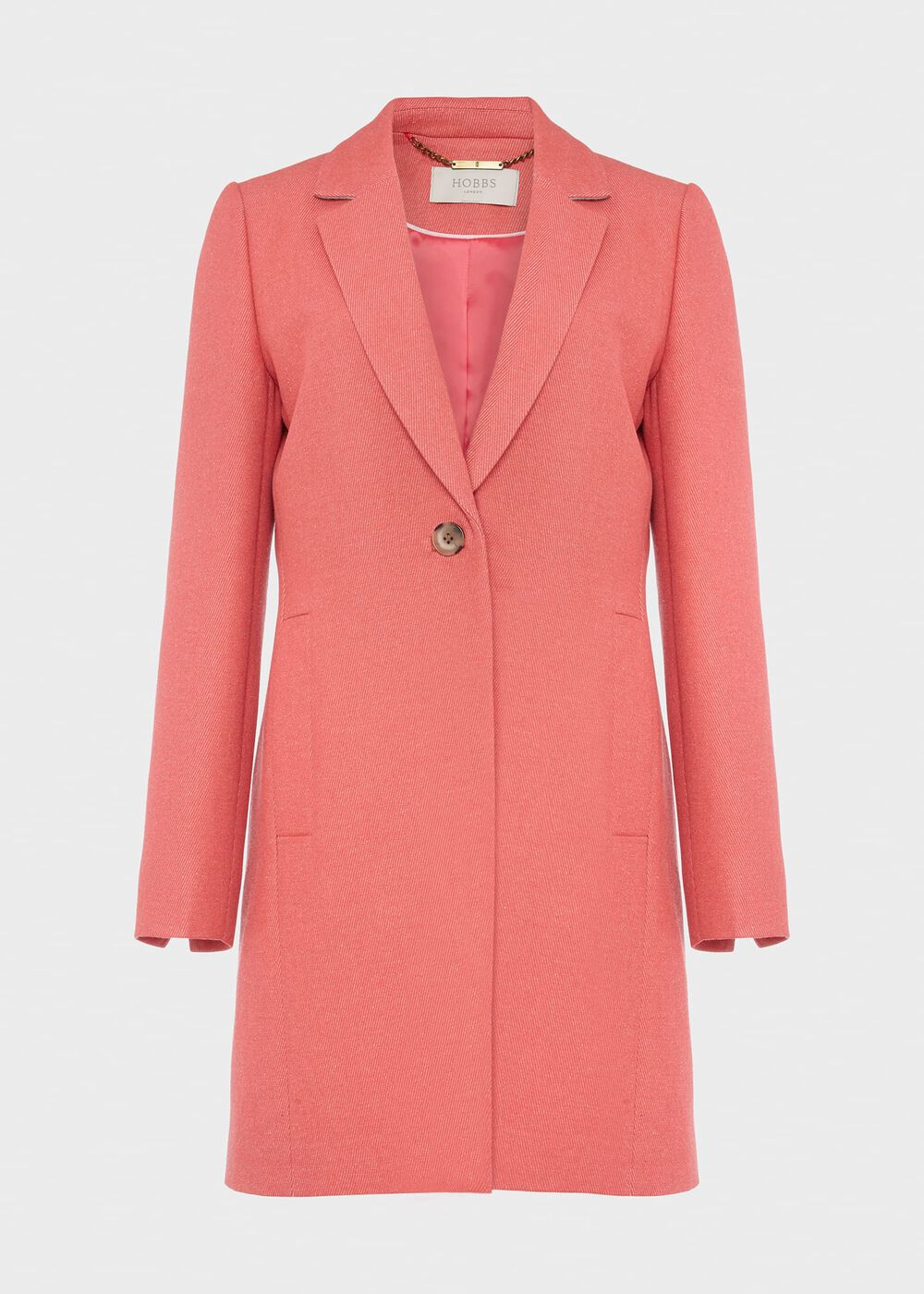 Camellia Coat With Wool, Deep Coral, hi-res