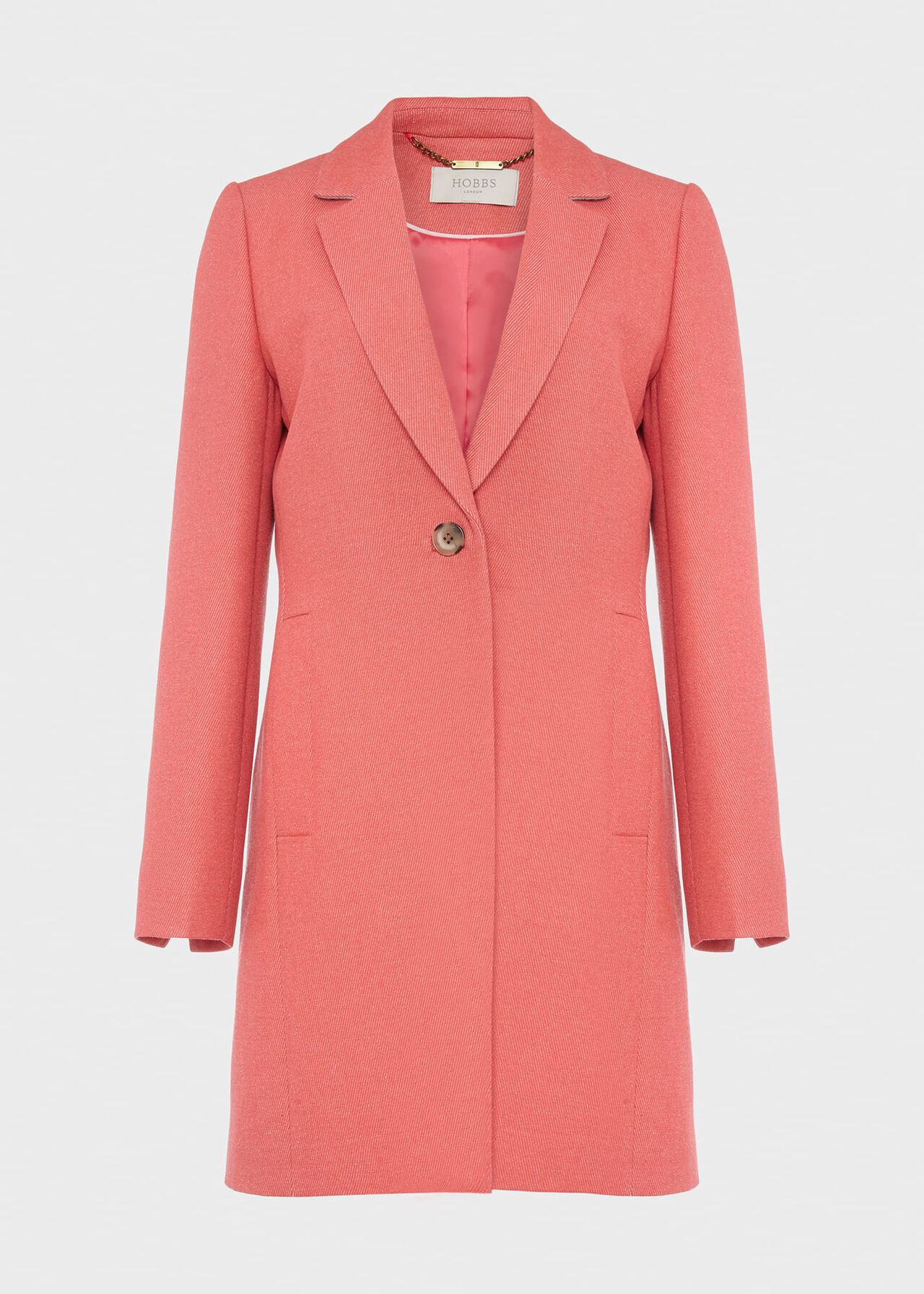 Camellia Coat With Wool, Deep Coral, hi-res