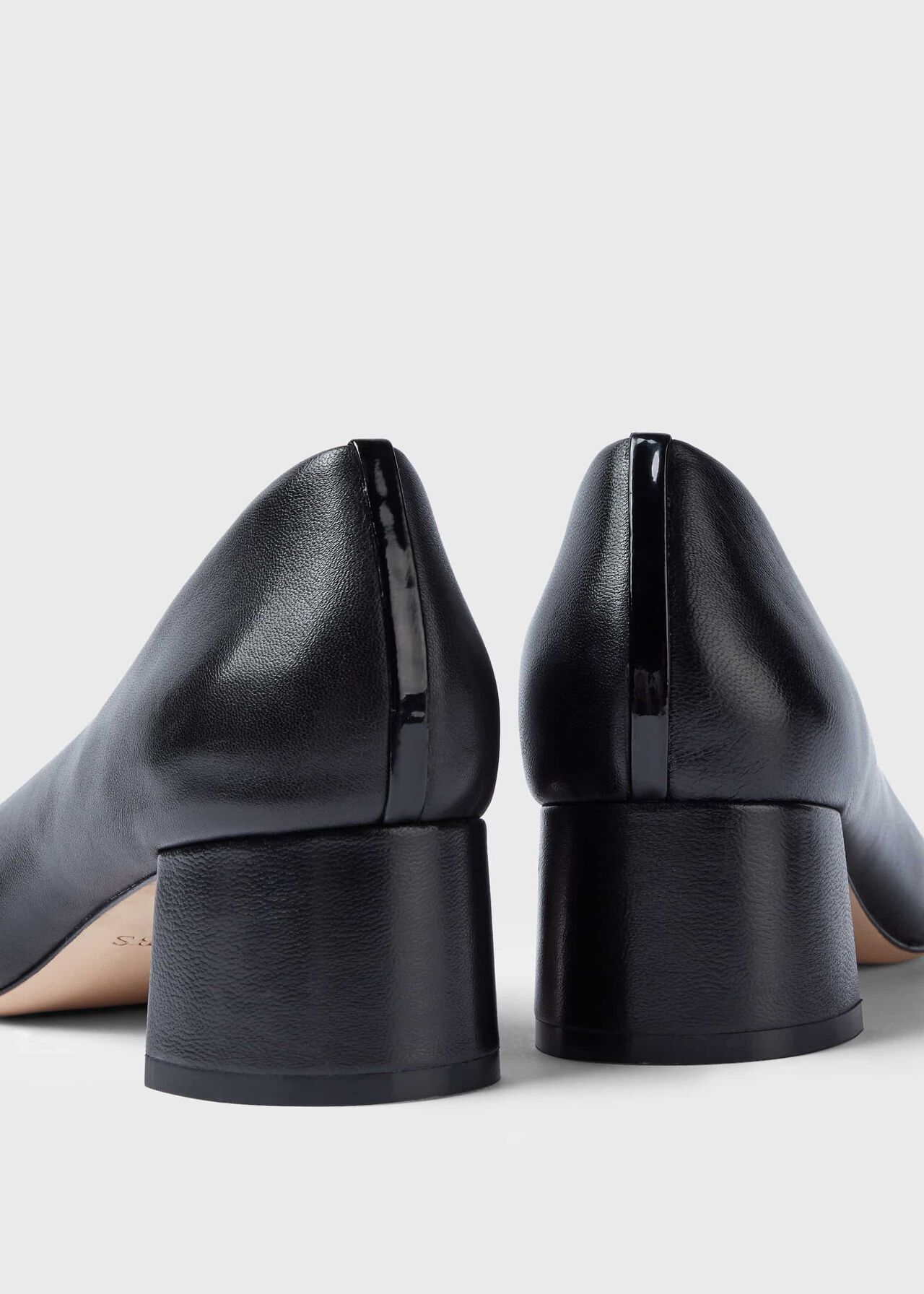 Abbey Leather Court Shoes , Black, hi-res