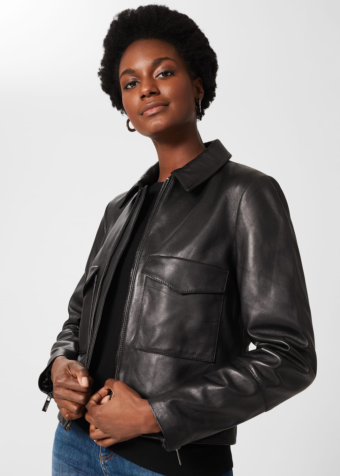 hobbs black leather jacket