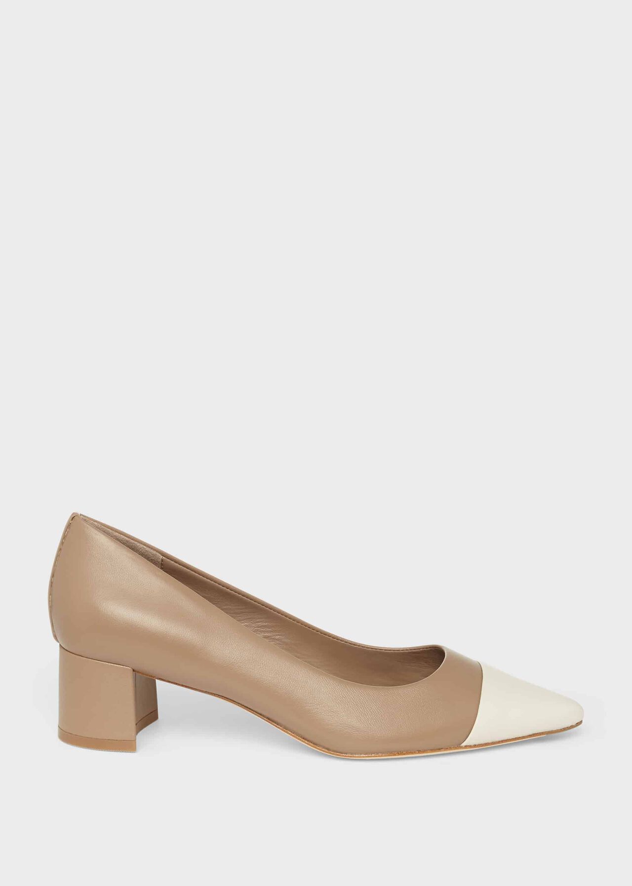 Natalie Leather Court Shoes, Fawn, hi-res