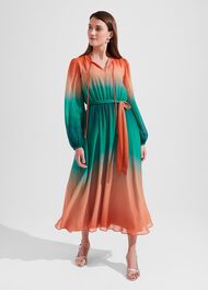 Adalyn Silk Dress, Green Warm Clay, hi-res