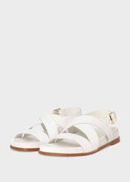Clementine Leather Sandal, White, hi-res