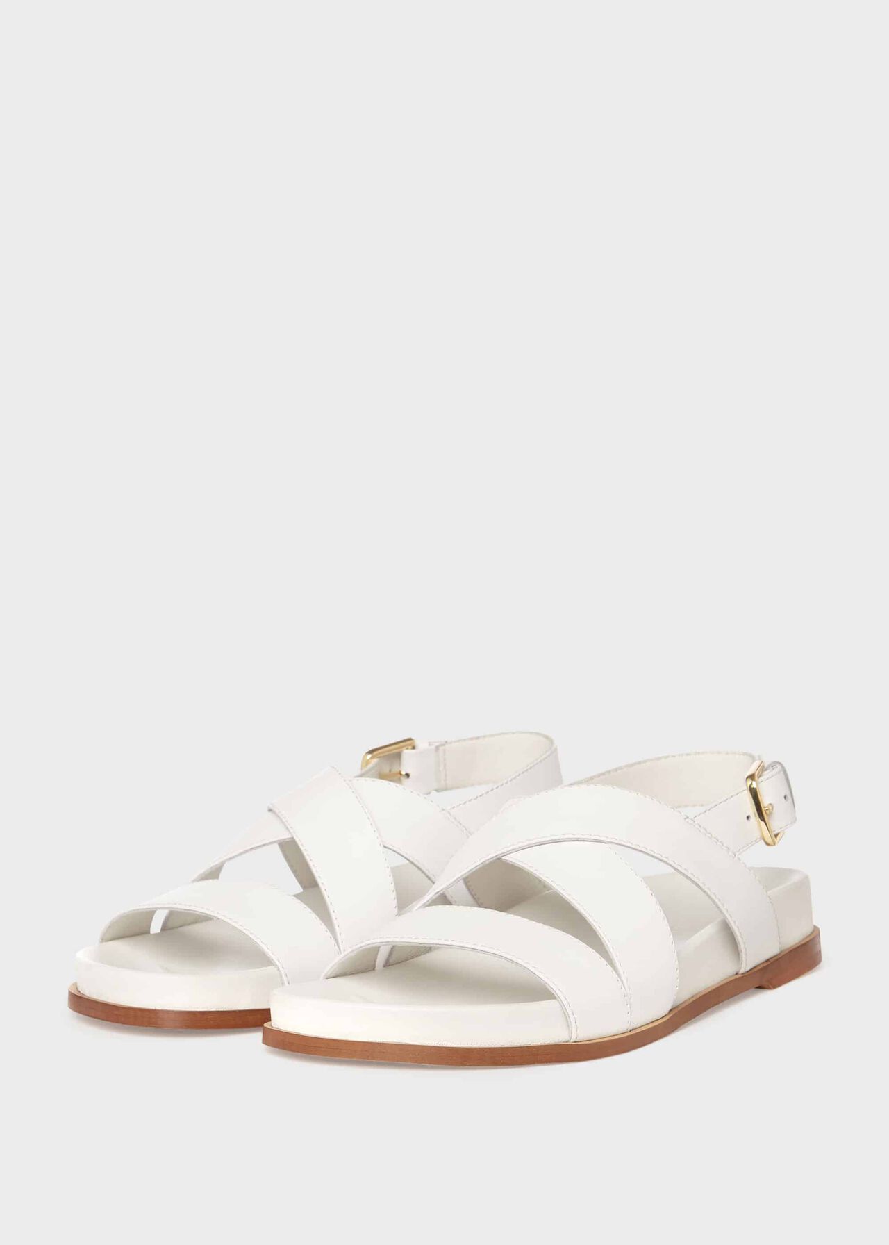 Clementine Leather Sandal, White, hi-res